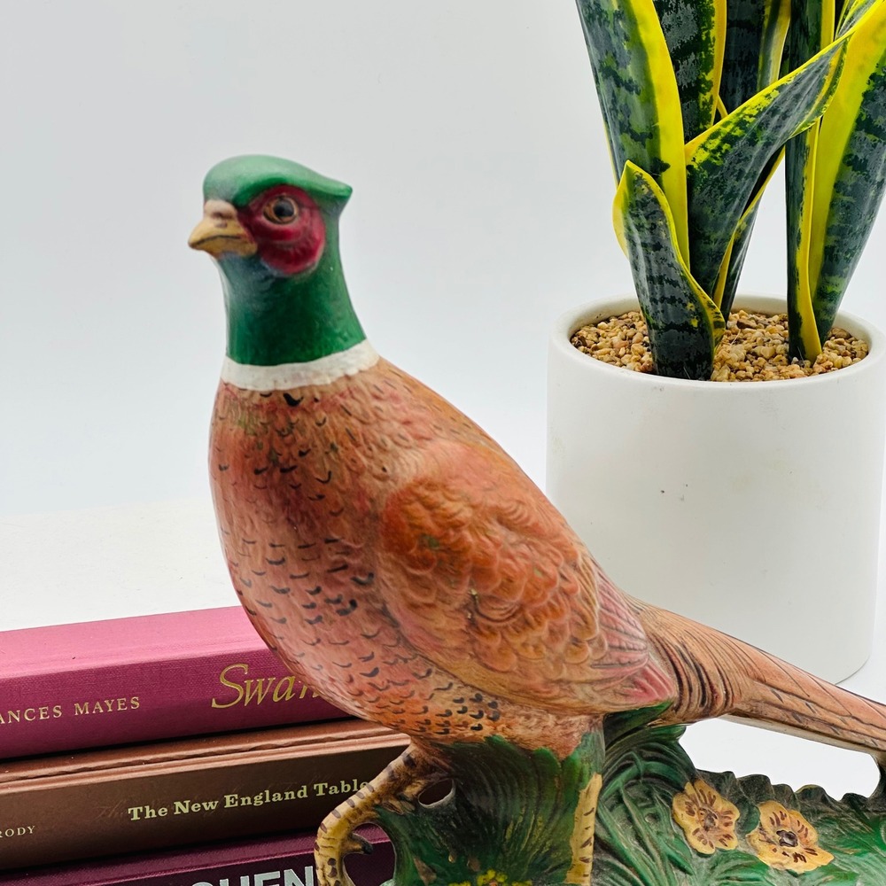 Vintage Holland Mold Ceramic Pheasant Male Figurine Hand Painted Game Bird Decor
